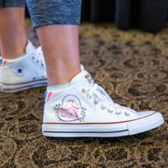 Jacqueline shows off her GOTRized chuck taylor shoes